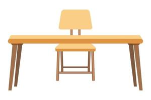 linda mesa fofa com cadeira de mesa isolada vetor