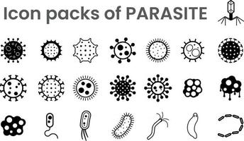 pacotes de ícones de parasita ou vírus ou bactéria ou microorganismo vetor