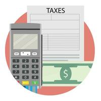 tributação ícone aplicativo plano. imposto e contabilidade, imposto formulários finança, vetor ilustração