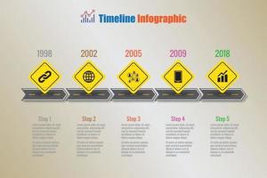 infográfico de cronograma de roteiro de negócios com sinal de estrada projetado para abstrato elemento de modelo moderno diagrama processo tecnologia digital marketing dados apresentação gráfico ilustração vetorial vetor