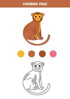 cor desenho animado Castanho macaco. planilha para crianças. vetor