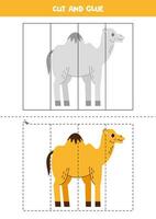 cortar e cola jogos para crianças. fofa desenho animado camelo. vetor