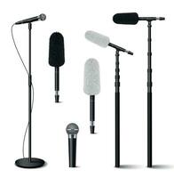 microfones realista conjunto vetor
