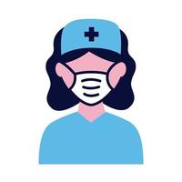 enfermeira usando máscara médica ícone de estilo simples vetor