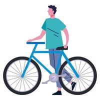 jovem com personagem de avatar de bicicleta vetor