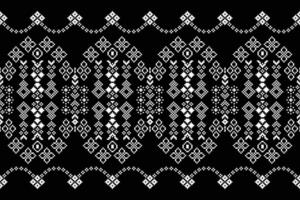 étnico geométrico tecido padronizar Cruz ponto.ikat bordado étnico oriental pixel padronizar Preto fundo. resumo,vetor,ilustração. textura,vestuário,quadro,decoração,motivos,seda papel de parede. vetor