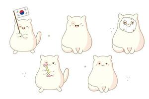 clipart gatos coreano fofa kawaii. vetor ilustração