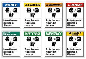 use equipamento de proteção nesta área com símbolos ppe vetor