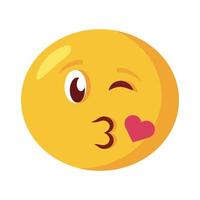 Ícone de estilo plano clássico beijando rosto de emoji vetor