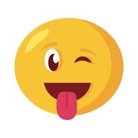 cara de emoji maluca com ícone de estilo plano com língua de fora vetor