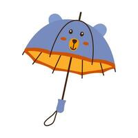 isolado aberto azul infantil guarda-chuva dentro forma Urso com orelhas dentro plano estilo em branco fundo vetor