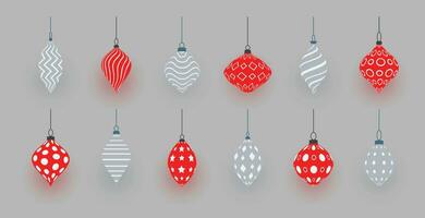 colorida brilhante brilhando Natal bolas. natal vidro bola. feriado decoração modelo. vetor ilustração.