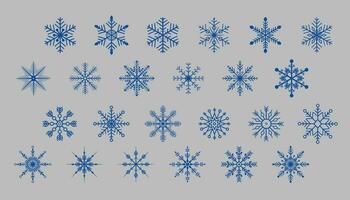 floco de neve ícones coleção dentro linha estilo isolado em branco fundo. Novo ano Projeto elementos, congeladas símbolo, vetor ilustração
