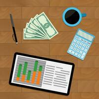 financeiro renda econômico, vetor relatório em formação planejamento gráfico ilustração