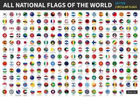 todas as bandeiras nacionais oficiais do vetor de design circular mundial
