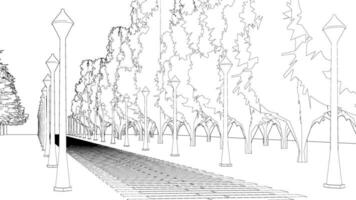 3d ilustração do parque e panorama projeto vetor