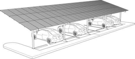 3d ilustração do solar garagem vetor