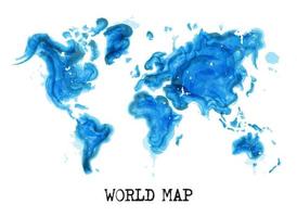 estilo de pintura em aquarela de vetor de conceito ecológico de mapa mundial