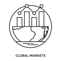 tigela com padronizar do uma globo e Barra gráfico com misturado lendo exibindo global mercados vetor