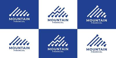 conjunto logotipo Projeto montanha tecnologia financeiro gráfico seta moderno vetor inspiração ilustração