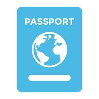 uma azul colori livreto com globo símbolo representando internacional Passaporte. vetor