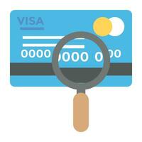 lupa sobre crédito cartão retrata conceito do crédito cartão fraude detecção ou bancário cartão análise vetor