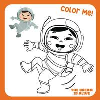 coloração atividade para crianças com espaço exploração tema. vetor ilustração arquivo.