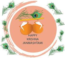 feliz Krishna janmashtami festival vetor
