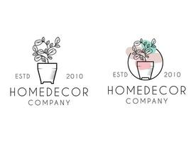 lindo flor plantar logotipo dentro vaso ou vaso de flores dentro linha arte Projeto estilo vetor
