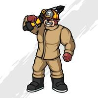 bombeiro buldogue mascote vetor personagem