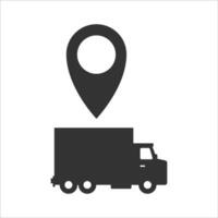 vetor ilustração do caminhão localização ícone dentro Sombrio cor e branco fundo