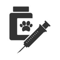 vetor ilustração do veterinário injeções ícone dentro Sombrio cor e branco fundo