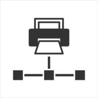 vetor ilustração do impressora rede ícone dentro Sombrio cor e branco fundo