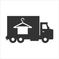 vetor ilustração do lavanderia caminhão ícone dentro Sombrio cor e branco fundo