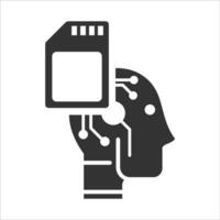 vetor ilustração do robótico memória cartão ícone dentro Sombrio cor e branco fundo