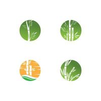 bambu com modelo de vetor de ilustração de logotipo de folha verde