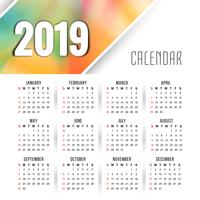 Resumo novo ano 2019 design calendário colorido vetor