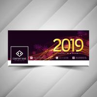 Feliz ano novo 2019 social media banner moderno vetor