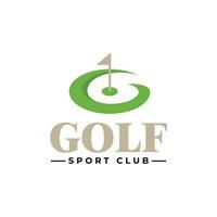 moderno profissional golfe modelo logotipo com carta g e campo golfe vetor