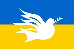 uma branco pomba do Paz contra a fundo do a bandeira do Ucrânia dentro a nacional cores do azul e amarelo em uma horizontal fundo. vetor. vetor