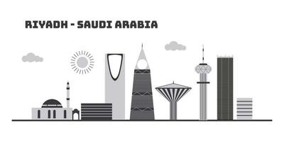 riade saudita arábia paisagem urbana Horizonte esboço ilustração vetor. vetor