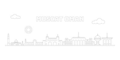 moscatel Omã paisagem urbana Horizonte esboço ilustração vetor. vetor