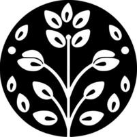 floral - Preto e branco isolado ícone - vetor ilustração