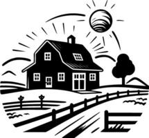 casa de fazenda - Preto e branco isolado ícone - vetor ilustração
