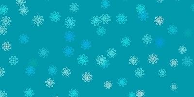 textura de doodle de vetor azul claro com flores