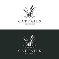 cattails ou cana rio Relva plantar logotipo modelo Projeto Prêmio qualidade. vetor