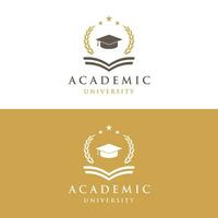 Educação logotipo modelo Projeto com solteiro boné e livro conceito com criativo ideia.logotipo para escola, universidade, academia e estudante. vetor