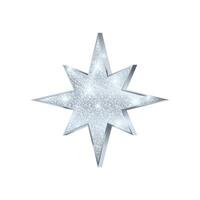 Natal prata estrela. luxo e glamour brilhar estrela. decoração elemento para feriado cartão ou bandeira. ilustração vetor