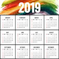 Resumo novo ano 2019 design calendário colorido vetor