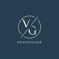 inicial carta vg logotipo monograma com círculo linha estilo vetor